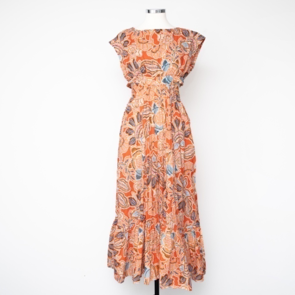 MISA‎ -  Dana Mae Cut‑Out Cotton Floral Maxi Dress